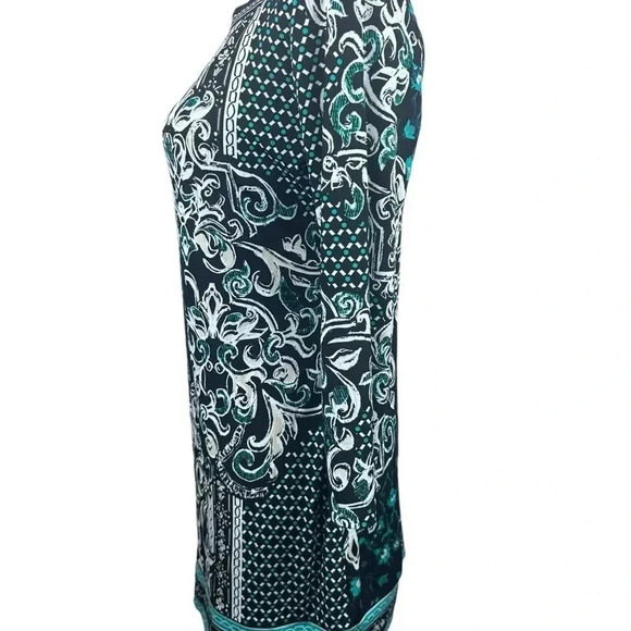 White House Black Market Green and black scroll print dress size small - Picture 5 of 9